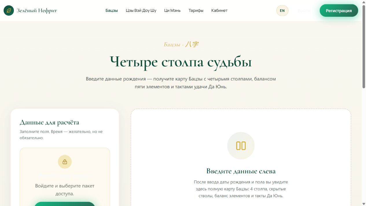 Форма исходных данных Бацзы с выбором города